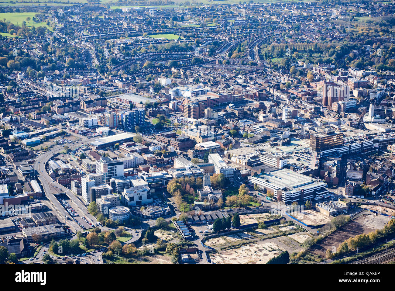 Una veduta aerea di Luton, Bedfordshire, sud-est dell' Inghilterra, Regno Unito Foto Stock