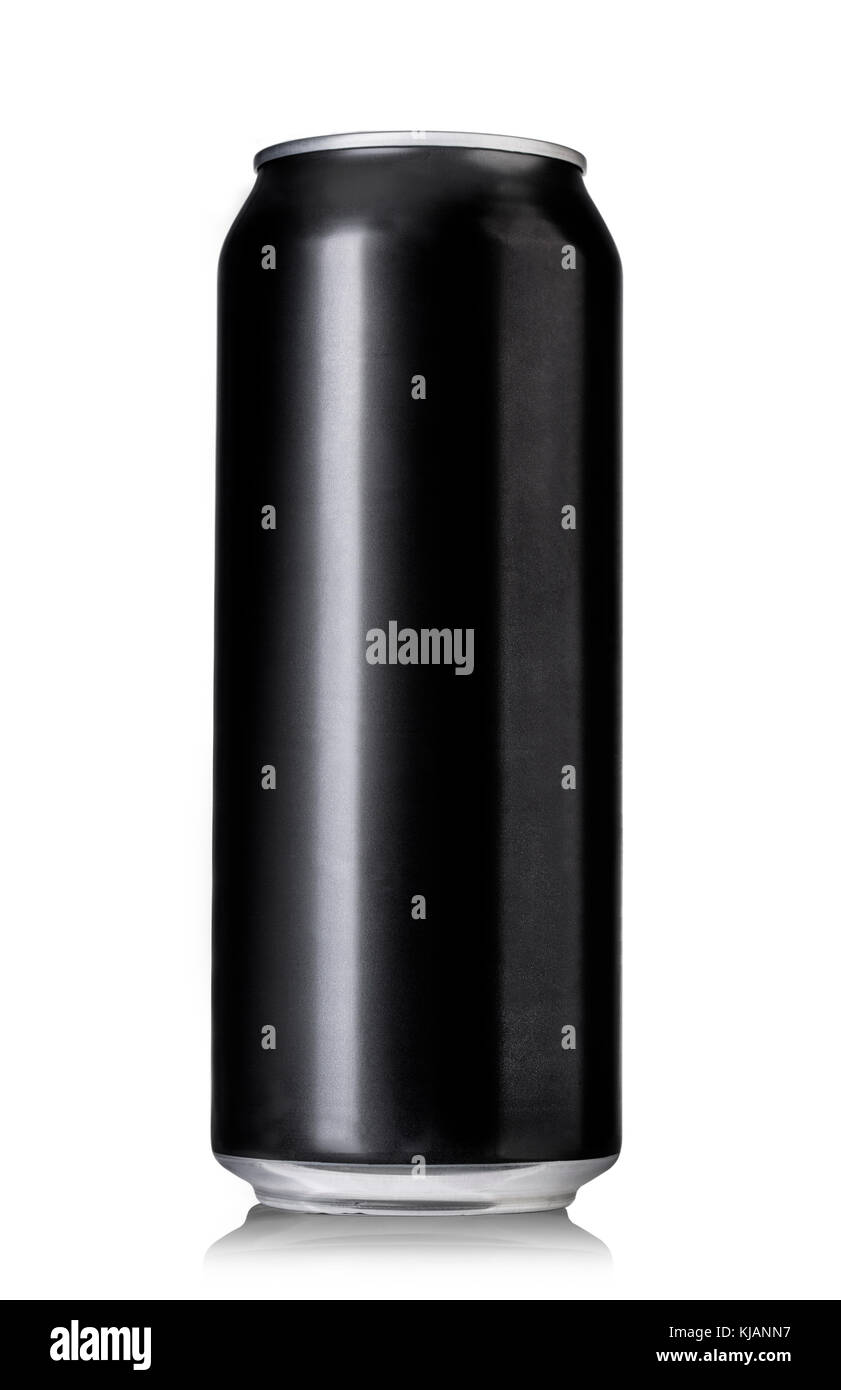 Il nero di lattine di birra isolato su bianco con tracciato di ritaglio Foto Stock