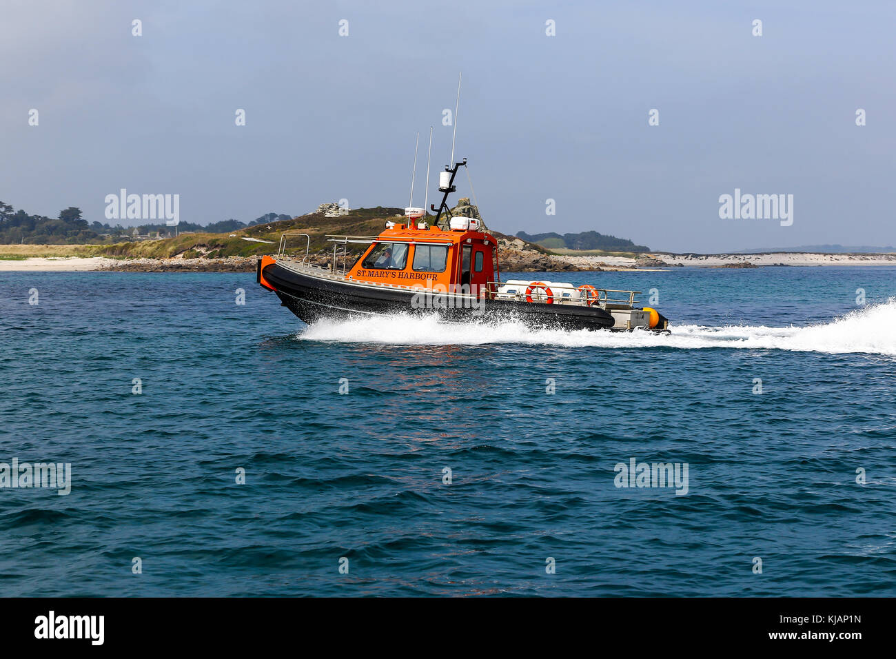 Santa Maria del porto di barca pilota, St. Mary's, isole Scilly, Cornwall, Regno Unito Foto Stock