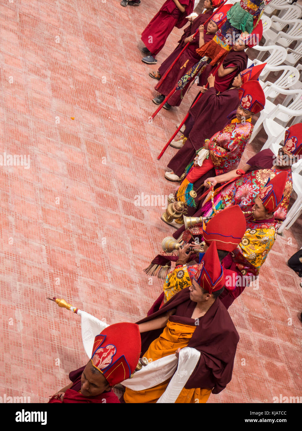 I monaci al monastero Buddista in Ladakh India Foto Stock