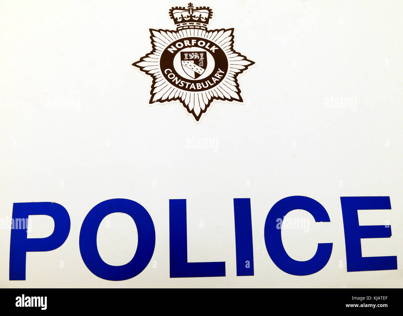 La polizia di Norfolk, auto, veicolo, constabulary, forza di polizia, forze, veicoli e automobili, logo Foto Stock