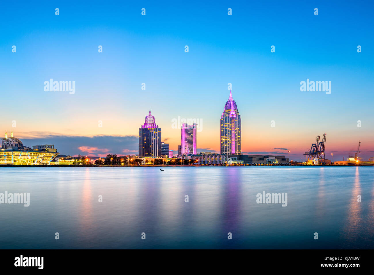Mobile, Alabama, Stati Uniti d'America skyline del centro. Foto Stock