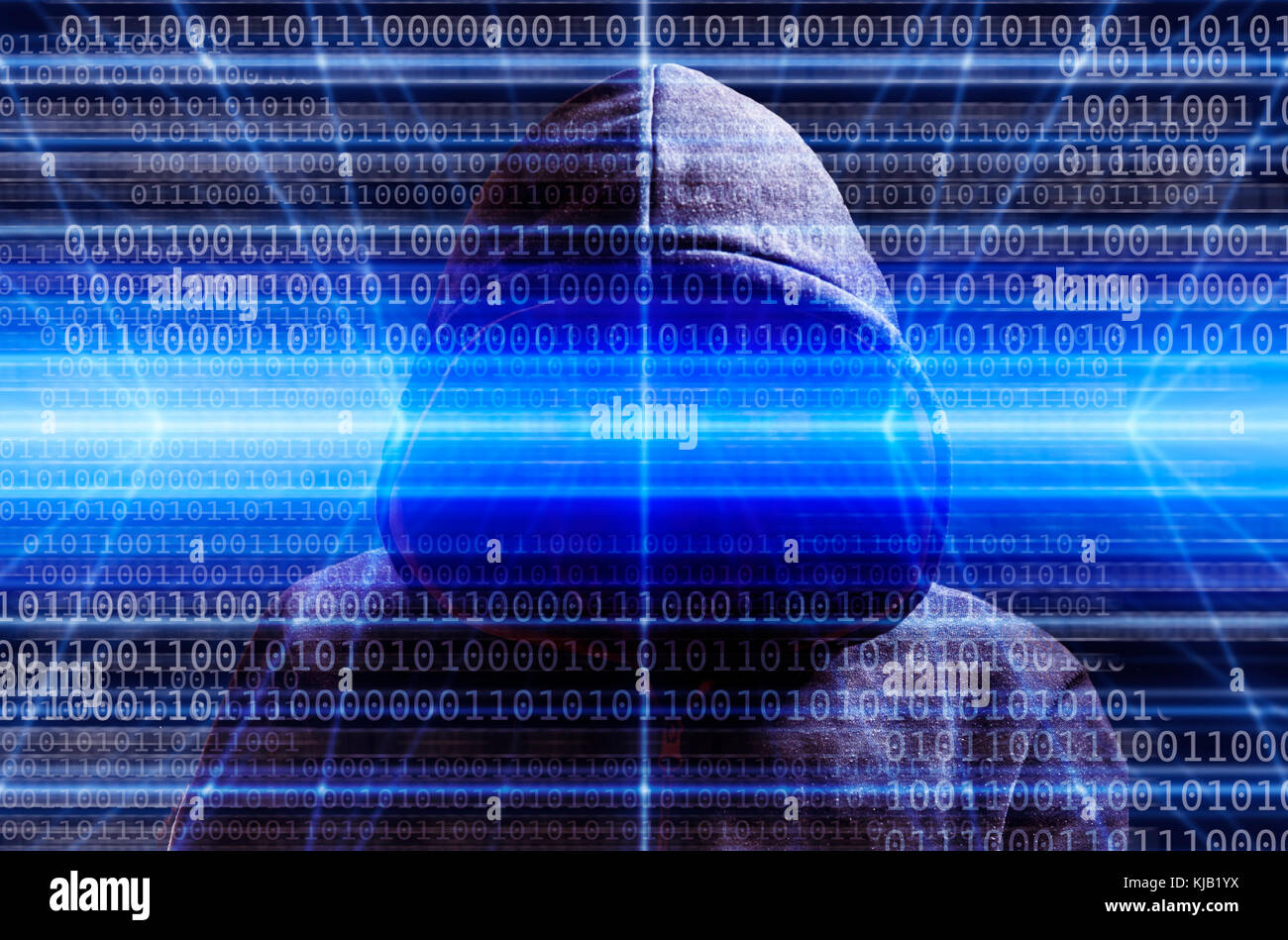 Uomo misterioso nel cofano e profonda sfondo web Foto Stock