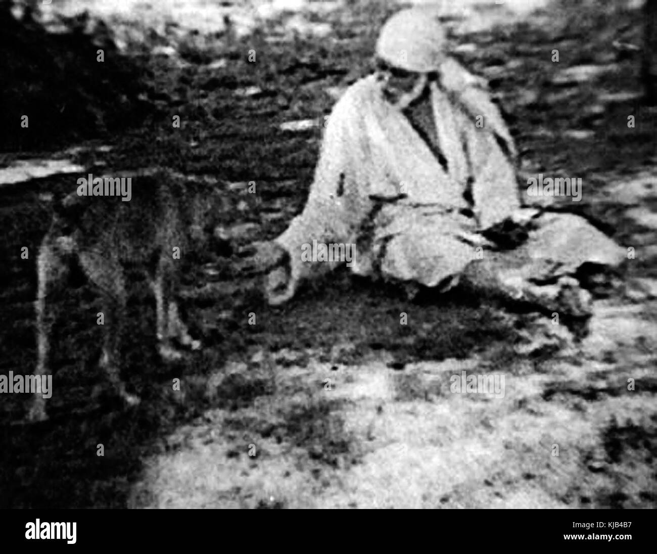 Shirdi Sai Baba con il cane Foto Stock