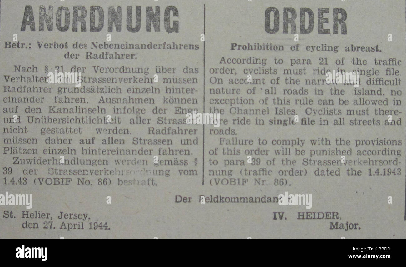 Bekanntmachung ciclismo passo Jersey 1944 Foto Stock