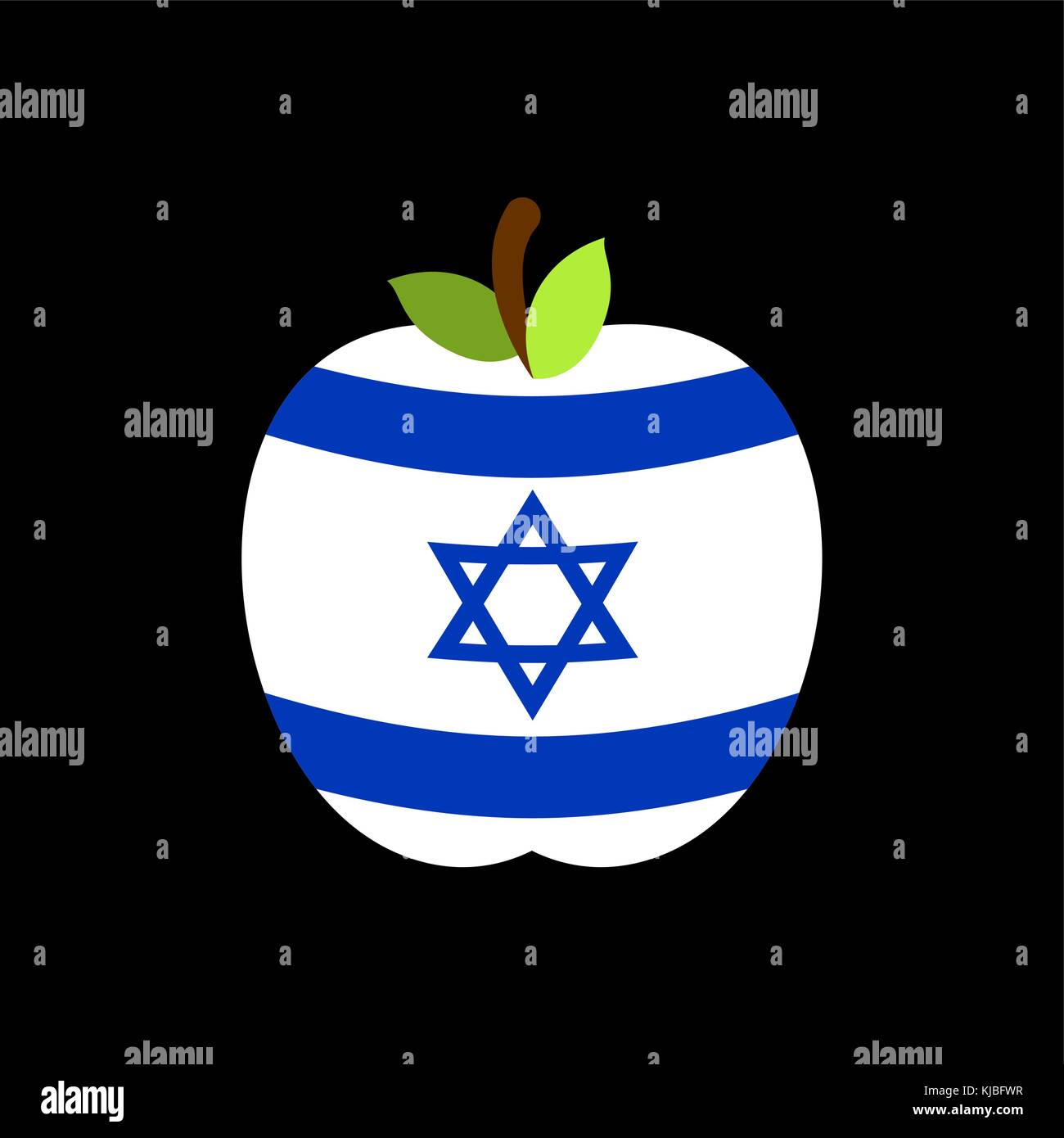 Apple bandiera di Israele. nazionale israeliana di frutta. illustrazione vettoriale Illustrazione Vettoriale