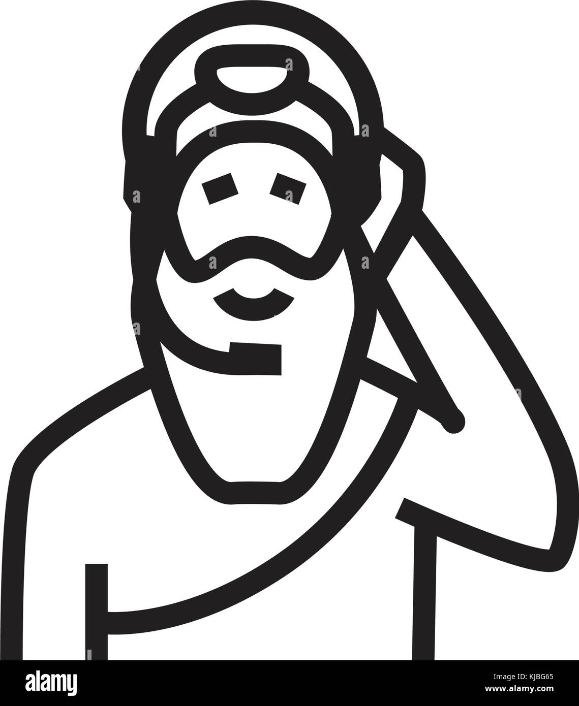 Santo indiano illustrazione con cuffie, indù salvia con cuffie, santa indiana chat, vecchio uomo santo, illustration design, isolato su bianco backgro Illustrazione Vettoriale