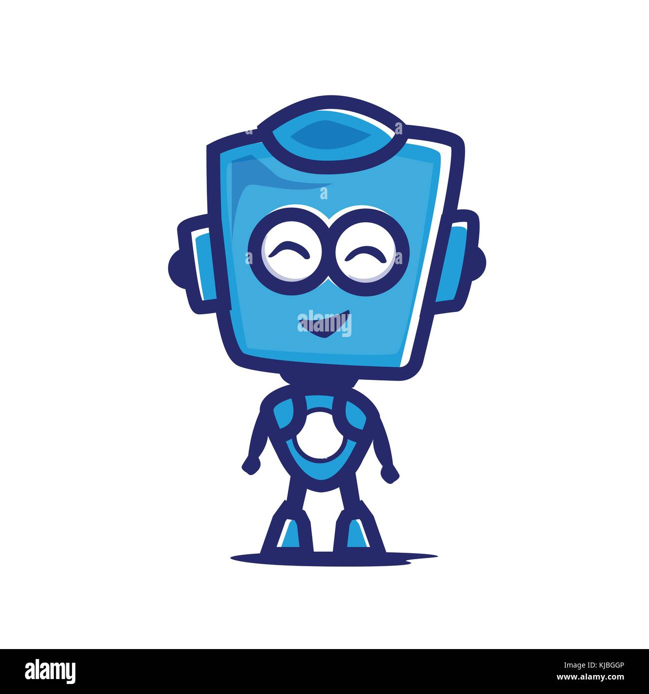 Robot simpatico personaggio simpatico robot simbolo, corpo pieno robot illustrazione, simbolo design, isolati su sfondo bianco. Illustrazione Vettoriale