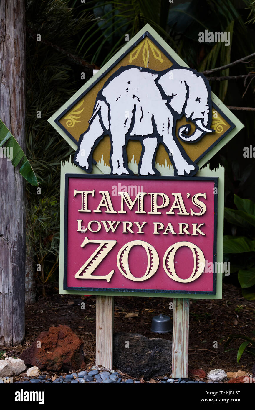 Zoo sign in il Lowery Park Zoo in Tampa Florida negli Stati Uniti Foto Stock