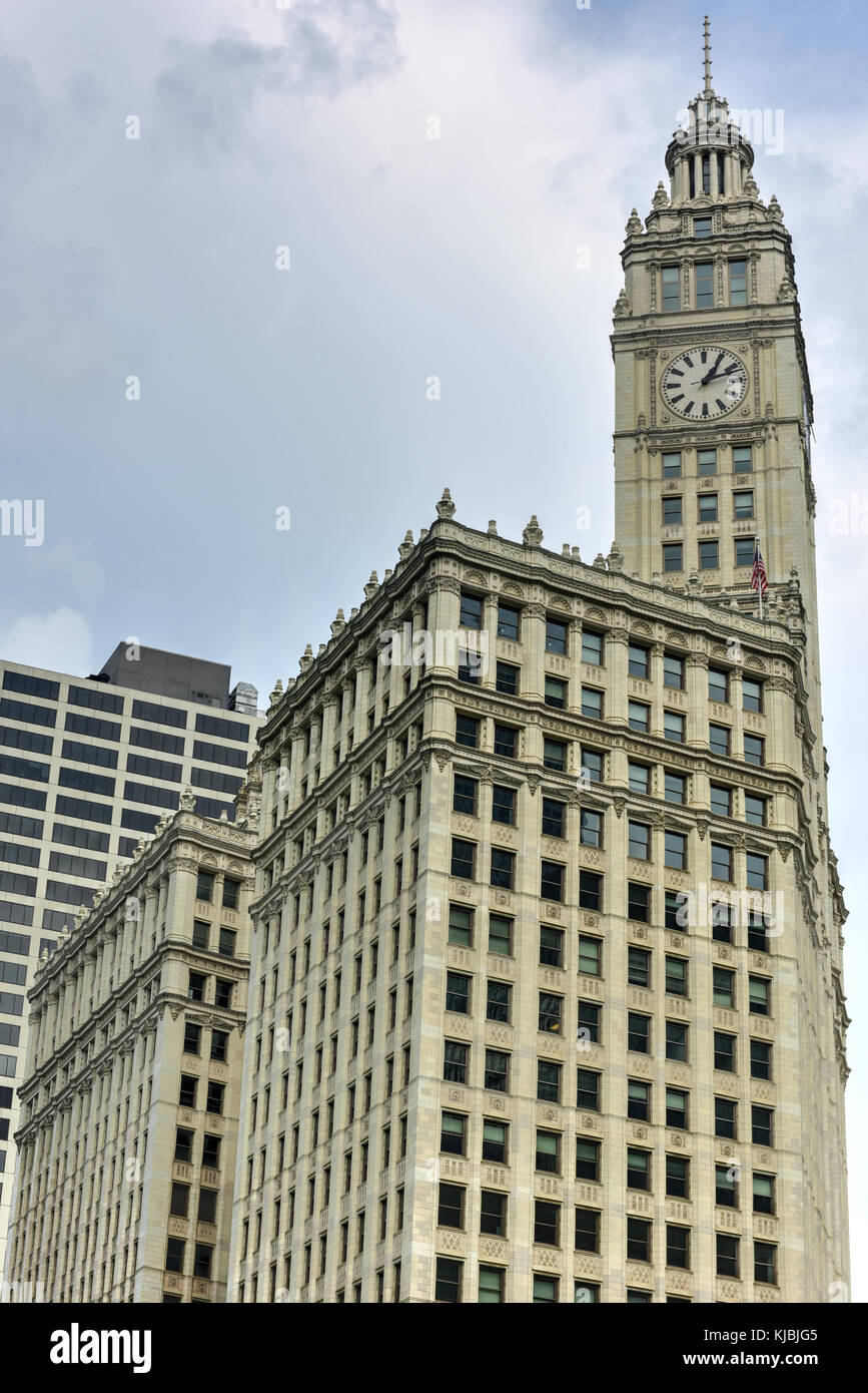 Chicago, Illinois - 5 settembre 2015: Il Wrigley Building a Chicago, un grattacielo è stato costruito per ospitare la sede aziendale della wrigley comp Foto Stock