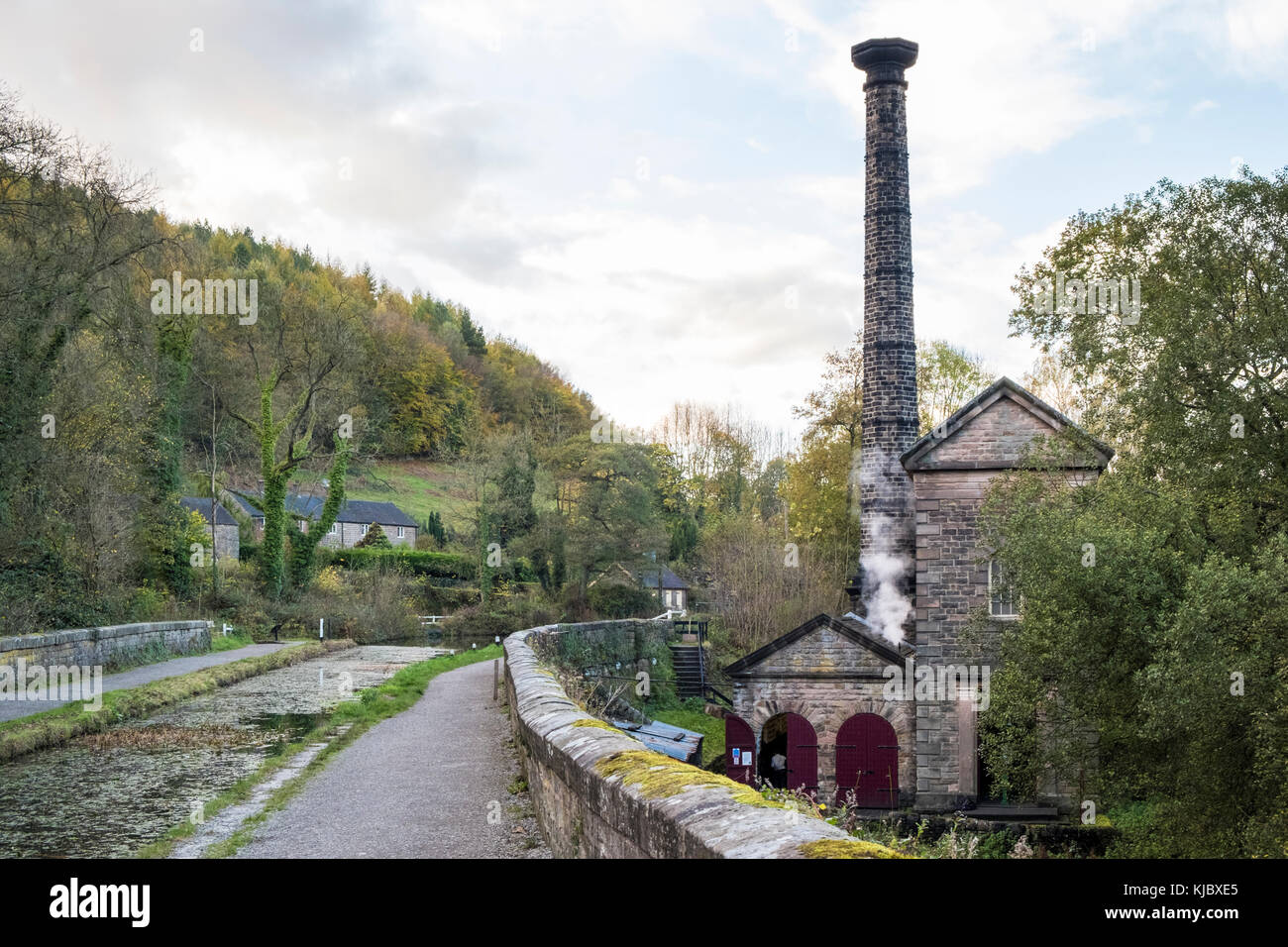 Leawood Casa della pompa, una stazione di pompaggio sul canale di Cromford, Derbyshire, England, Regno Unito Foto Stock