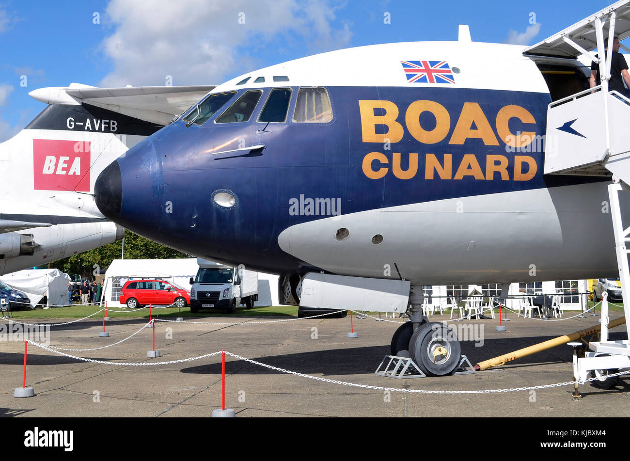 Vickers VC10, BOAC Cunard, Duxford, UK. Super Vickers VC10 Tipo 1151 volato con British Overseas Airways Corporation tra 1965 e 1972. Foto Stock