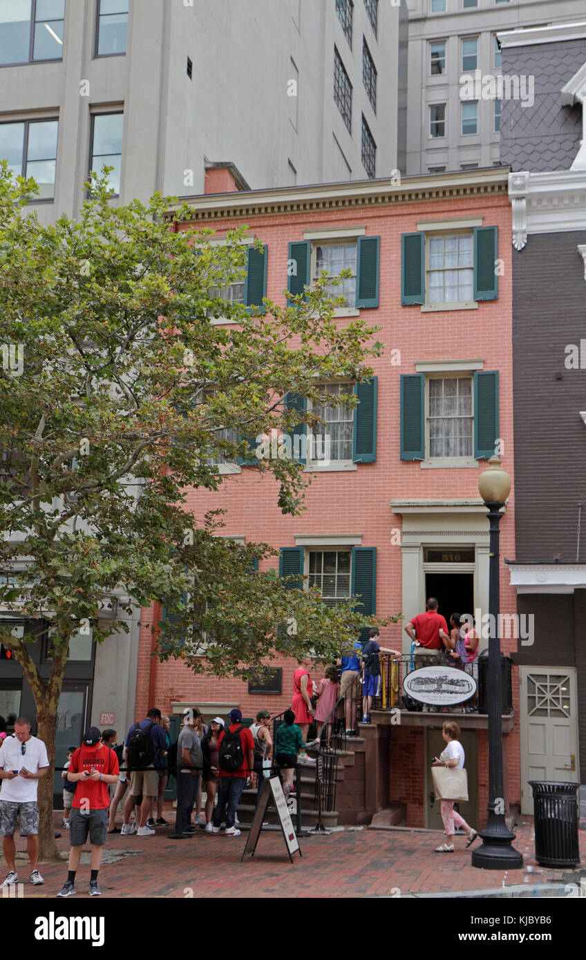 La Petersen House e museo, 10th Street a Washington DC. Il presidente Abraham Lincoln qui morì il 15 aprile 1865. Foto Stock