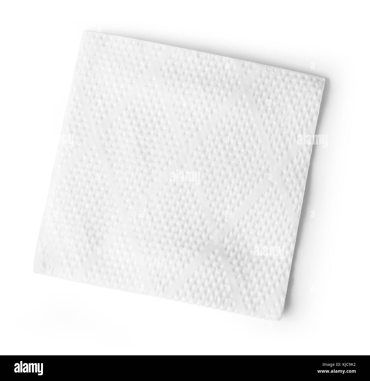 Bianco barra quadrata Tovagliolo isolato su sfondo bianco con tracciato di ritaglio Foto Stock