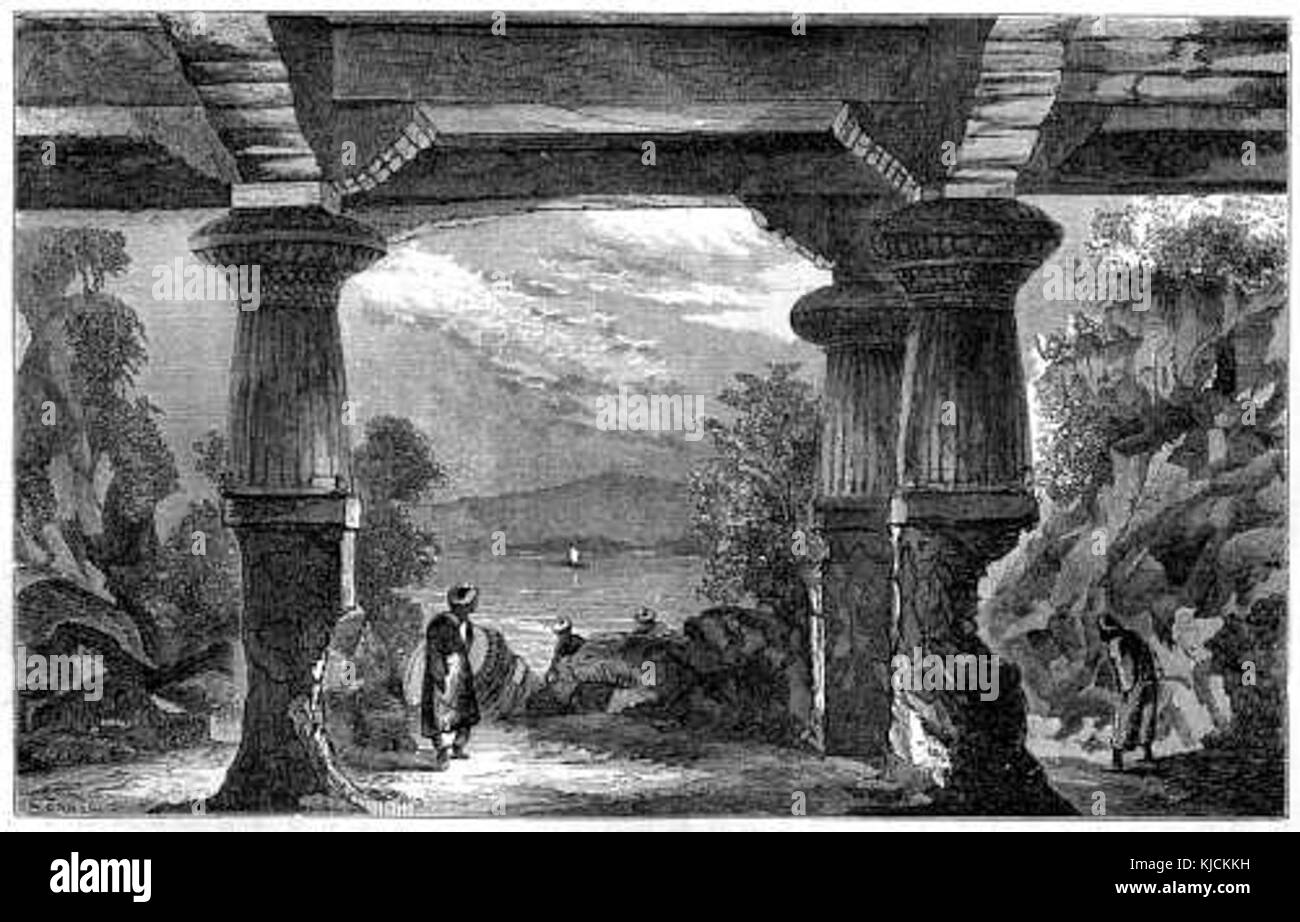 488 L'ingresso alla grotta di Elephanta 500x320 Foto Stock