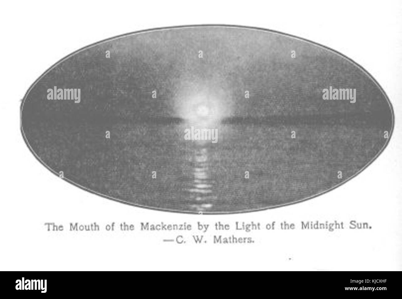 La foce del fiume Mackenzie, situato nel nord del Canada, è una caratteristica geografica chiave della regione. Durante i mesi estivi, il sole di mezzanotte offre una vista unica e suggestiva della foce del fiume. Questo fenomeno naturale evidenzia il significato del fiume nel paesaggio settentrionale. Foto Stock