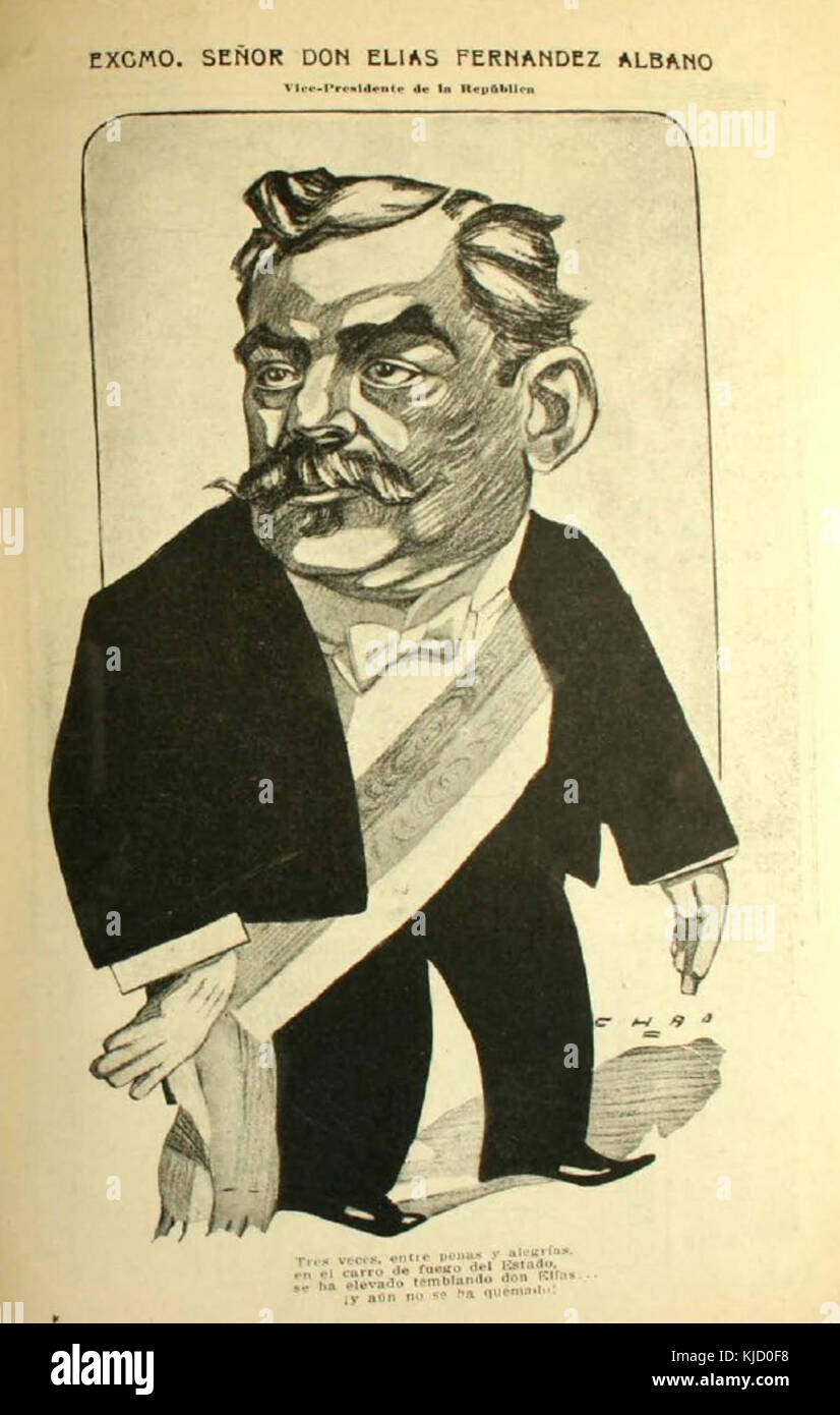 Questa caricatura di Fernandez Albano ritrae umoristicamente una figura pubblica, evidenziandone le caratteristiche distintive in modo satirico. Riflette lo stile artistico dell'arte caricaturale. Foto Stock