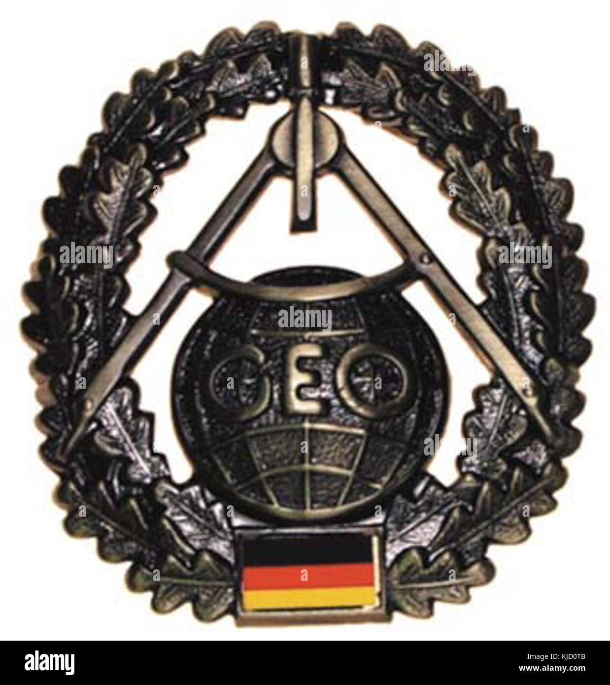 Questa è un'immagine in bianco e nero di un distintivo usato dal Geoinformationsdienst, una divisione dell'esercito tedesco responsabile dell'intelligence geografica e geospaziale. Foto Stock
