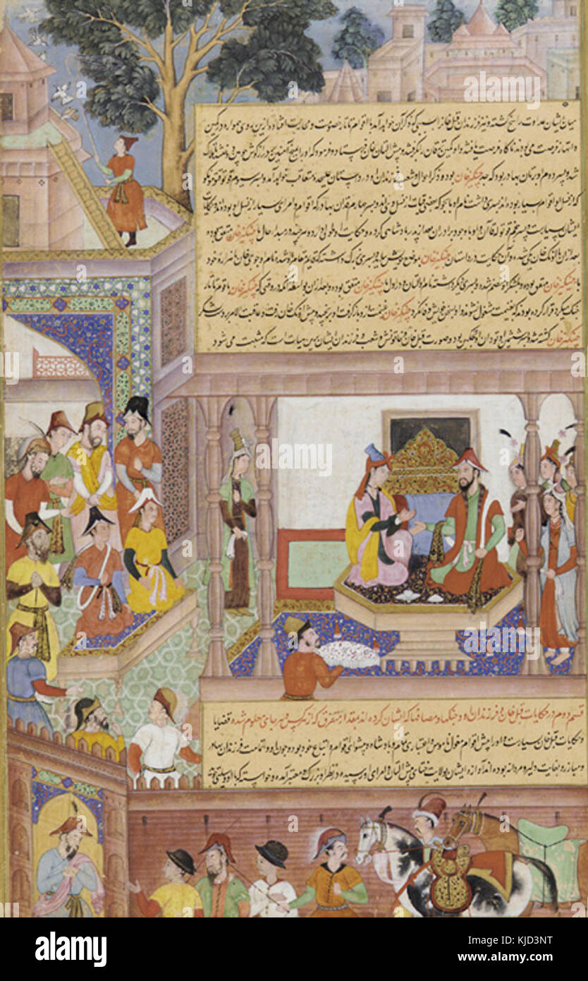 Kublai Khan e la Sua Imperatrice in trono Foto Stock