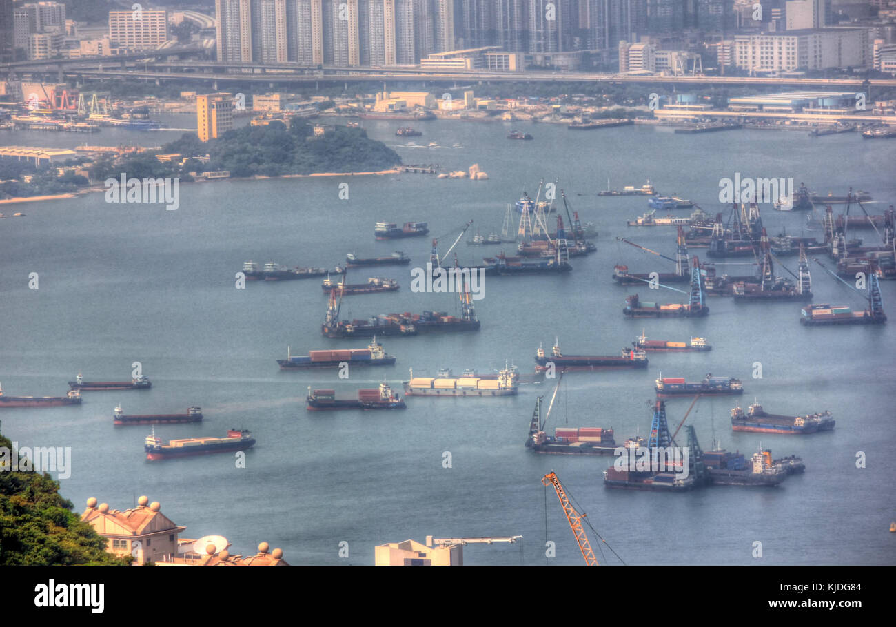 La Gfp cina hong kong le barche nel porto Foto Stock