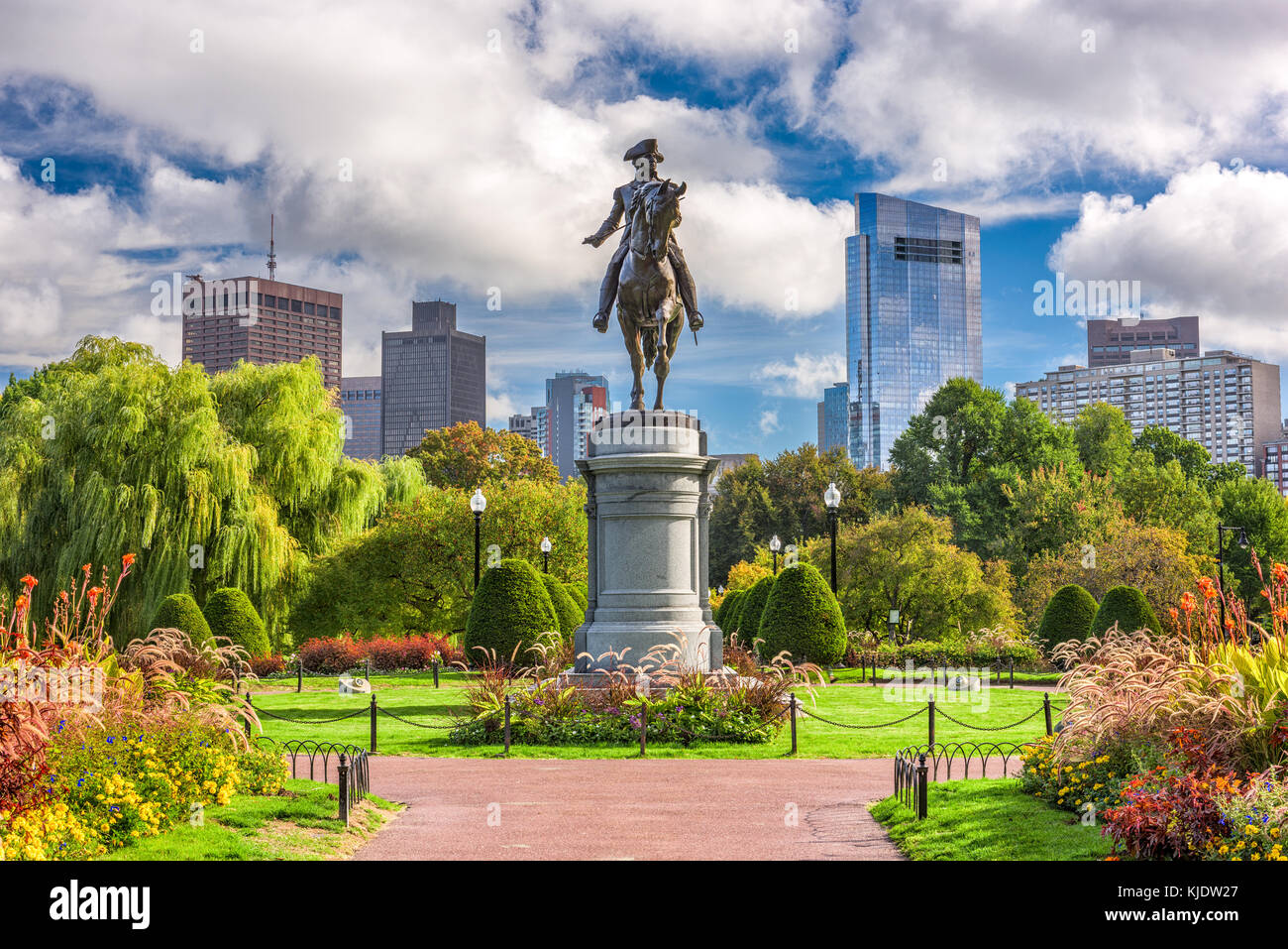 George Washington Monument al giardino pubblico di Boston, Massachusetts. Foto Stock