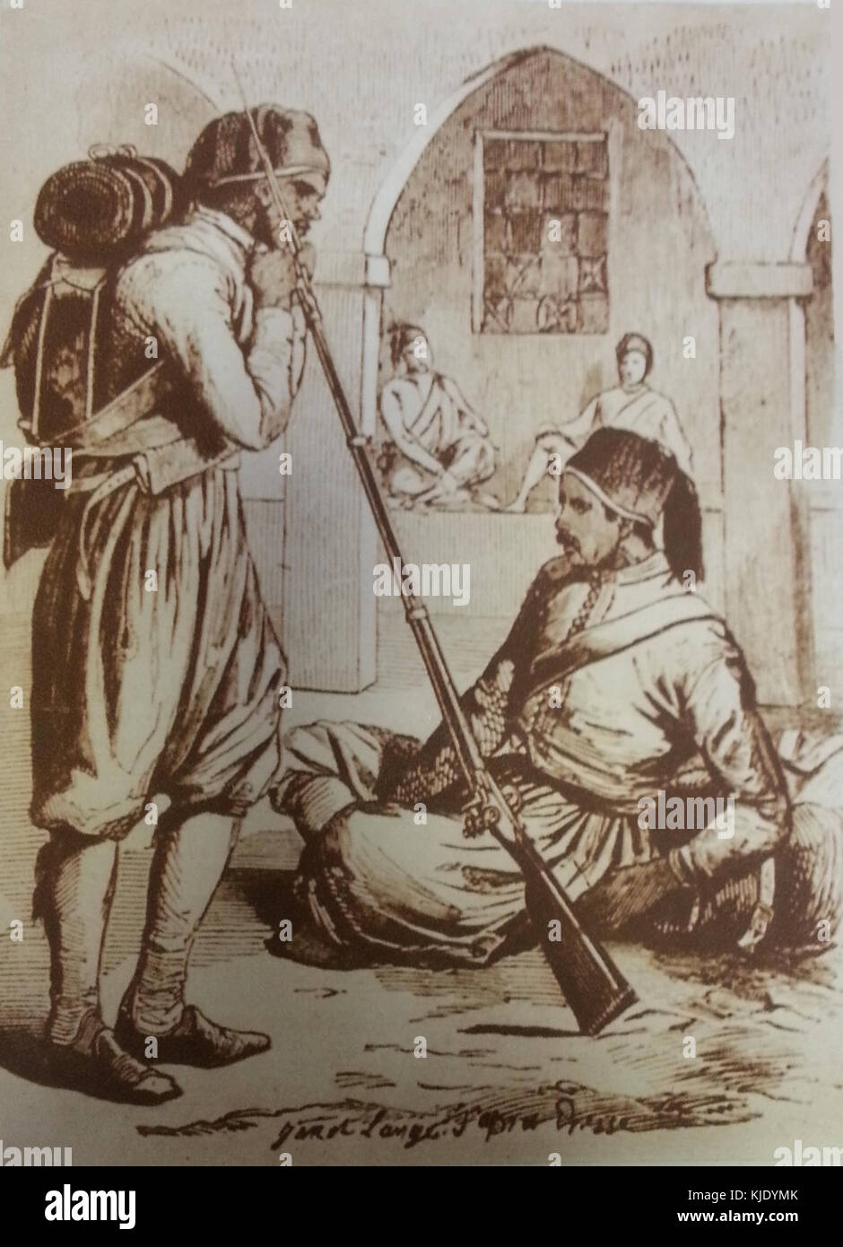 La fanteria dell'esercito di Ibrahim Pasha, durante l'inizio del XIX secolo, giocò un ruolo significativo nelle sue campagne militari in Egitto e nell'Impero ottomano, in particolare negli anni 1830 Foto Stock