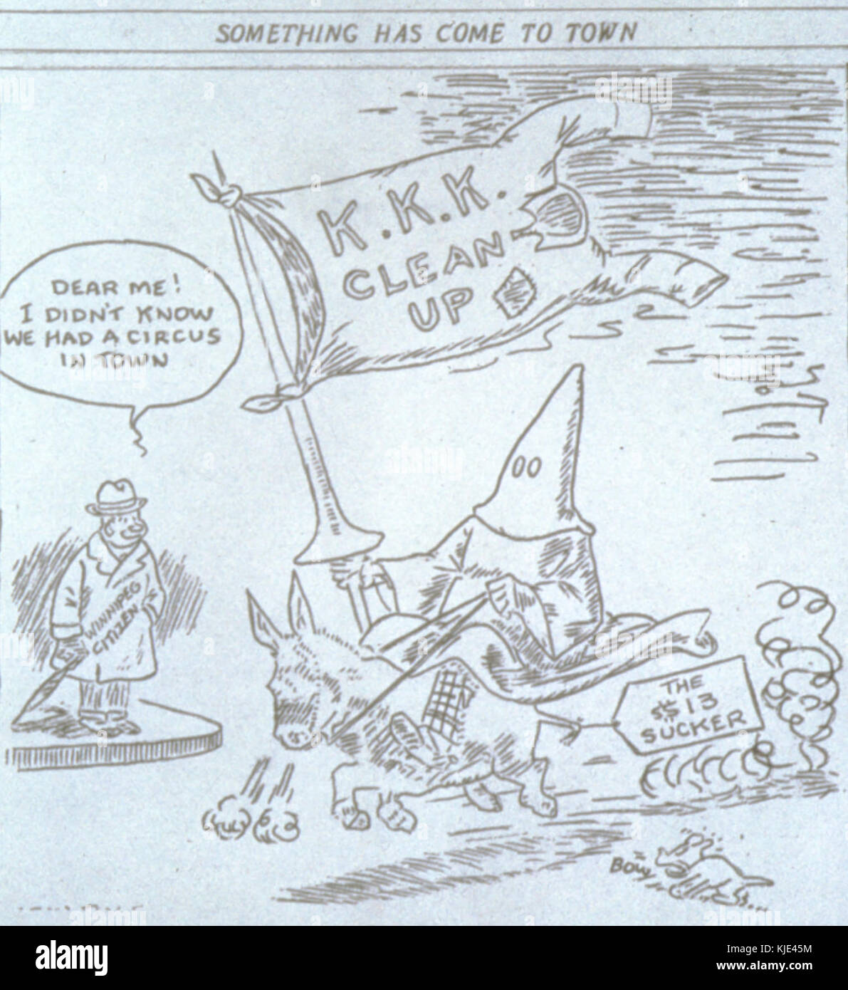 Qualcosa è venuto alla città, cartoon in Manitoba Free Press, Ottobre 1928 Foto Stock