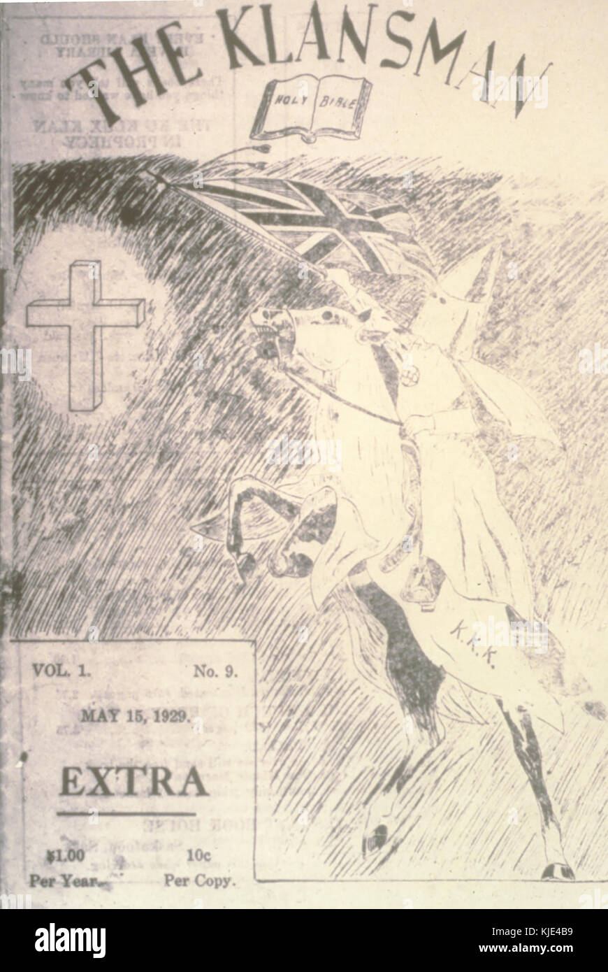 Il Klansman, volume 1, numero 9, pubblicata il 15 maggio 1929 Foto Stock
