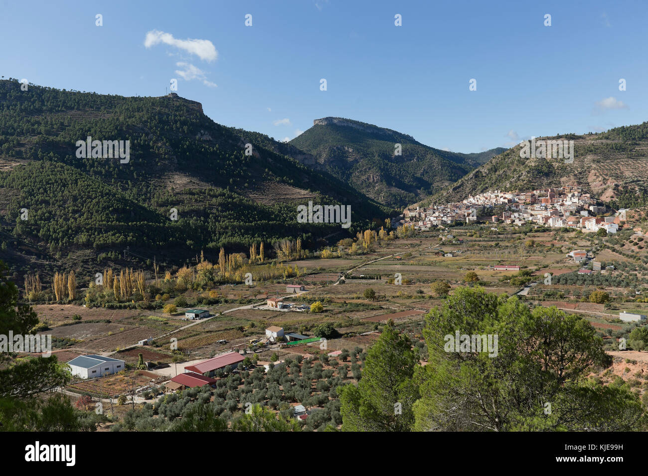 Vista generale del comune di bogarra nella provincia di Albacete, Spagna Foto Stock