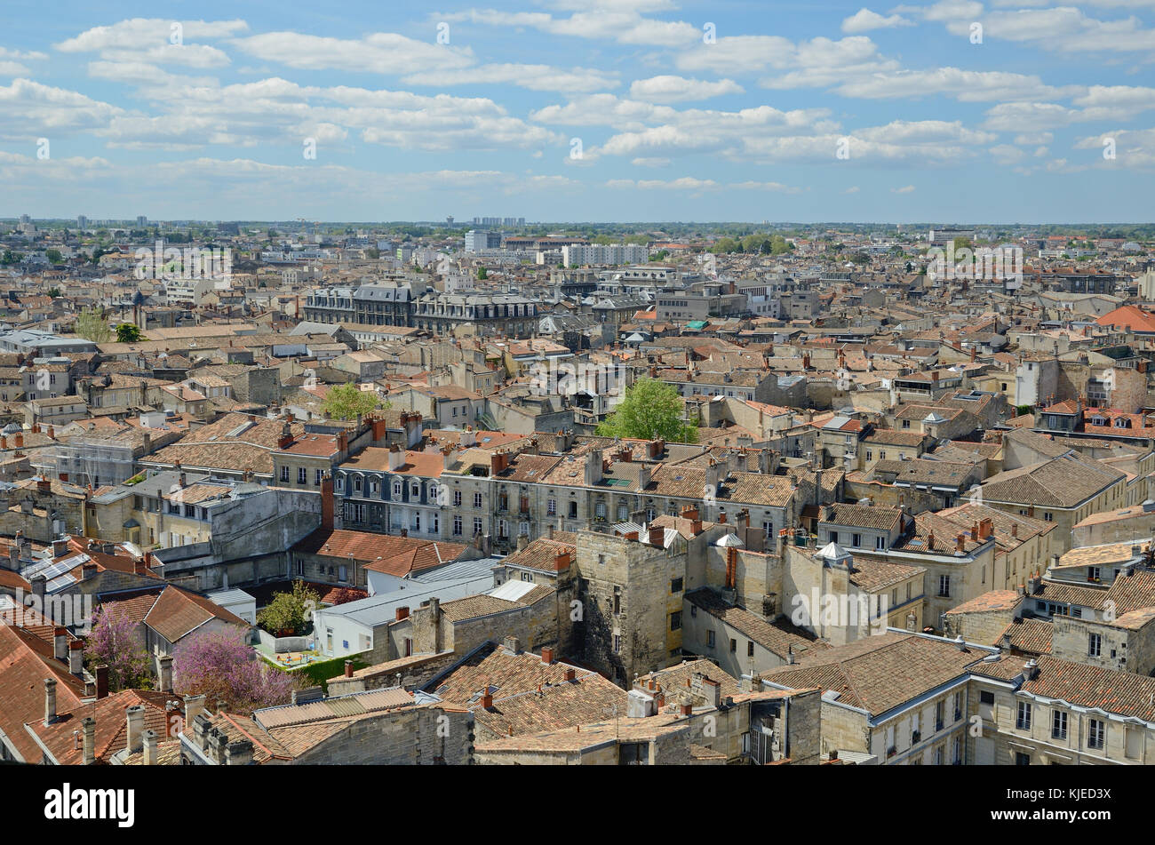Panorama della città francese Bordeaux da sopra Foto Stock