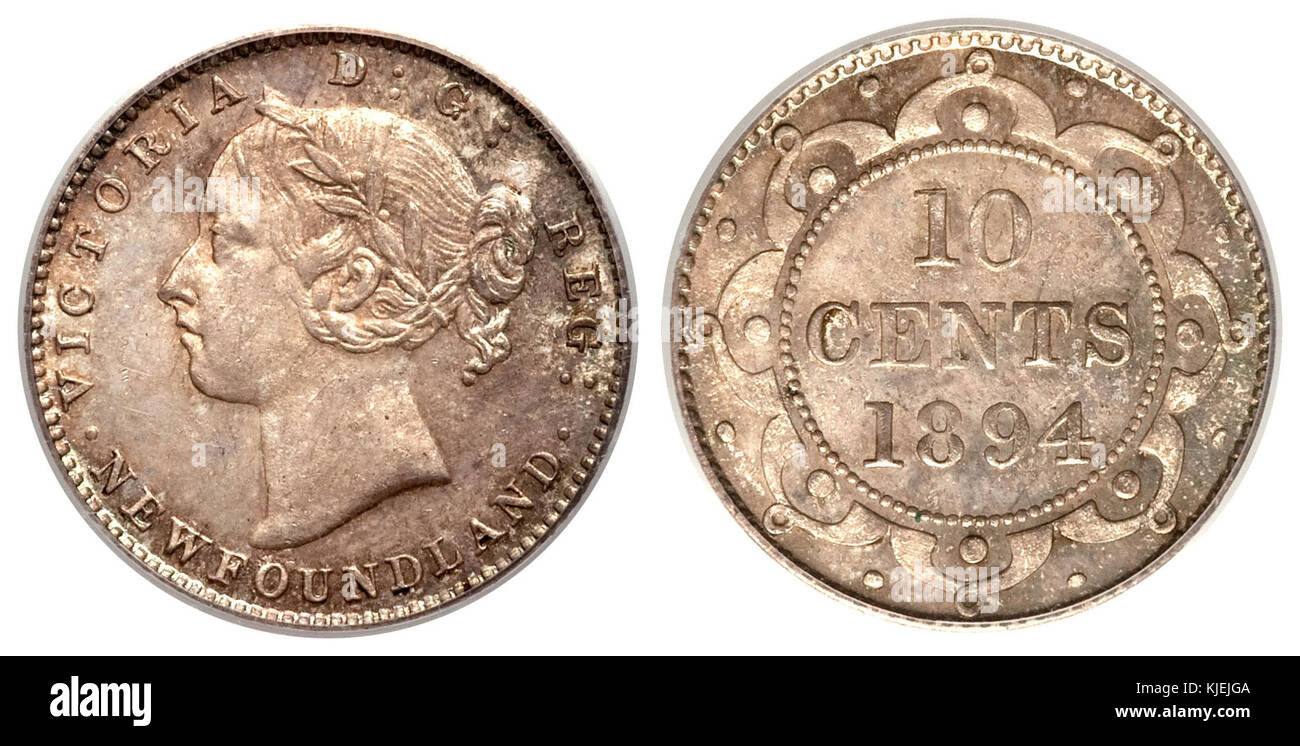 Canada Terranova Victoria 10 centesimi 1894 Foto Stock