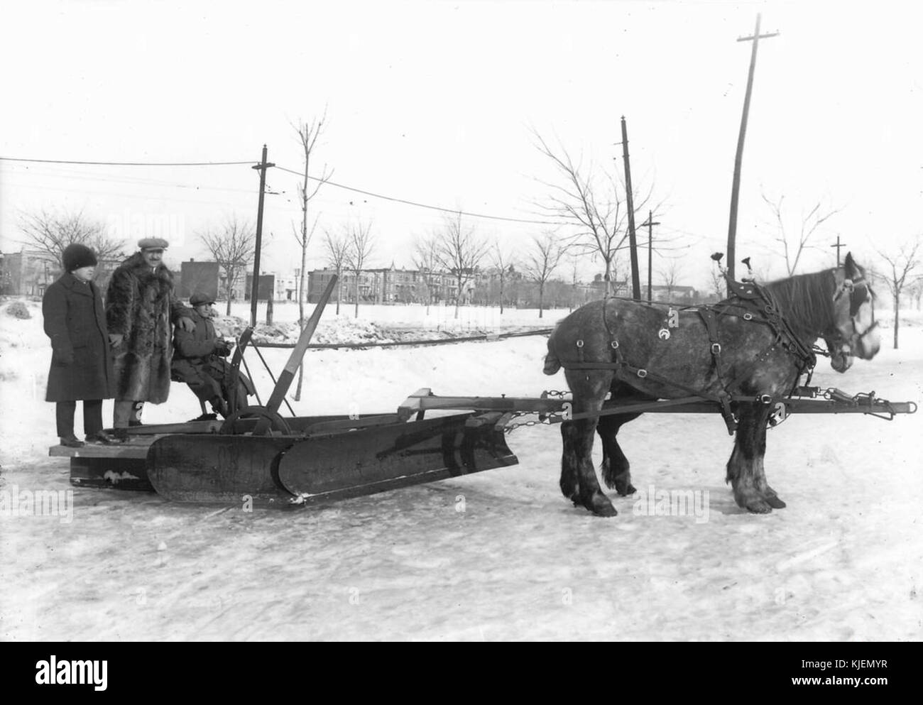 Chasse neige ou charrue, annees 1930 Foto Stock