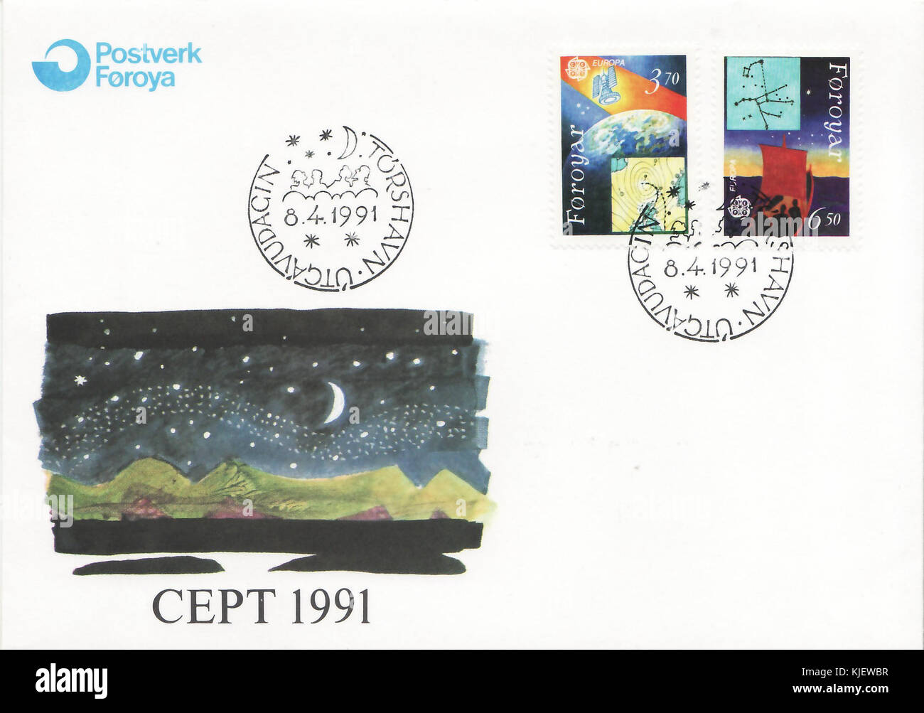 Faer Øer FDC 1991 FR 209 210 Foto Stock