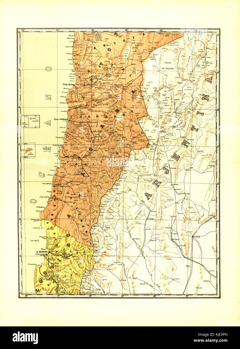 Mapa de Chile en 1904 Tornero 02 Foto Stock
