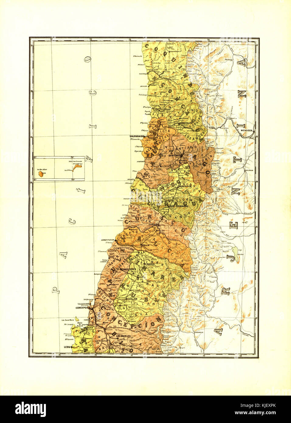 Mapa de Chile en 1904 Tornero 03 Foto Stock