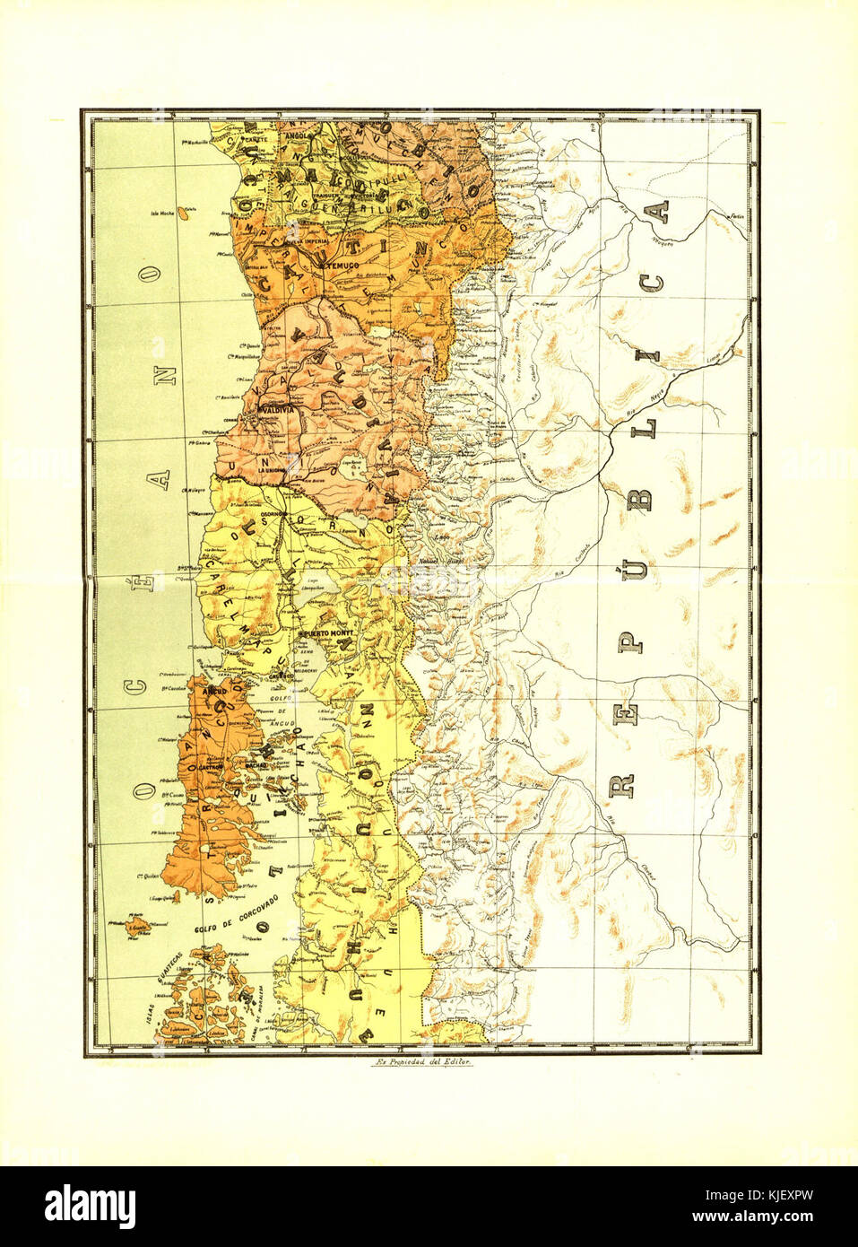 Mapa de Chile en 1904 Tornero 04 Foto Stock