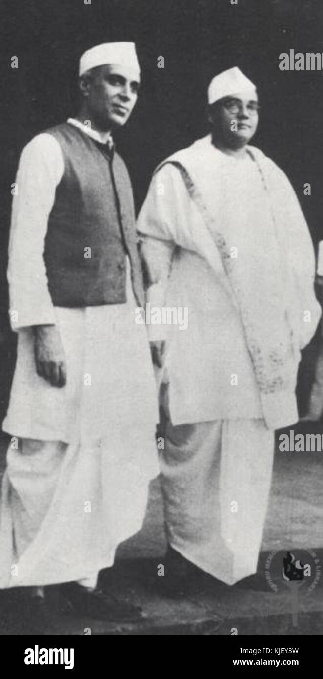 Jawaharlal Nehru con Subhas Chandra Bose Foto Stock