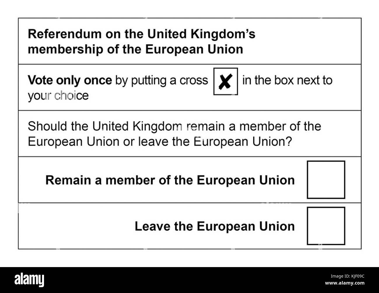 2016 UE Referendum voto cartaceo Foto Stock