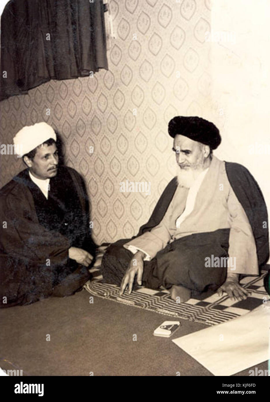 Ruhollah Khomeini e Akbar Hashemi Rafsanjani Foto Stock