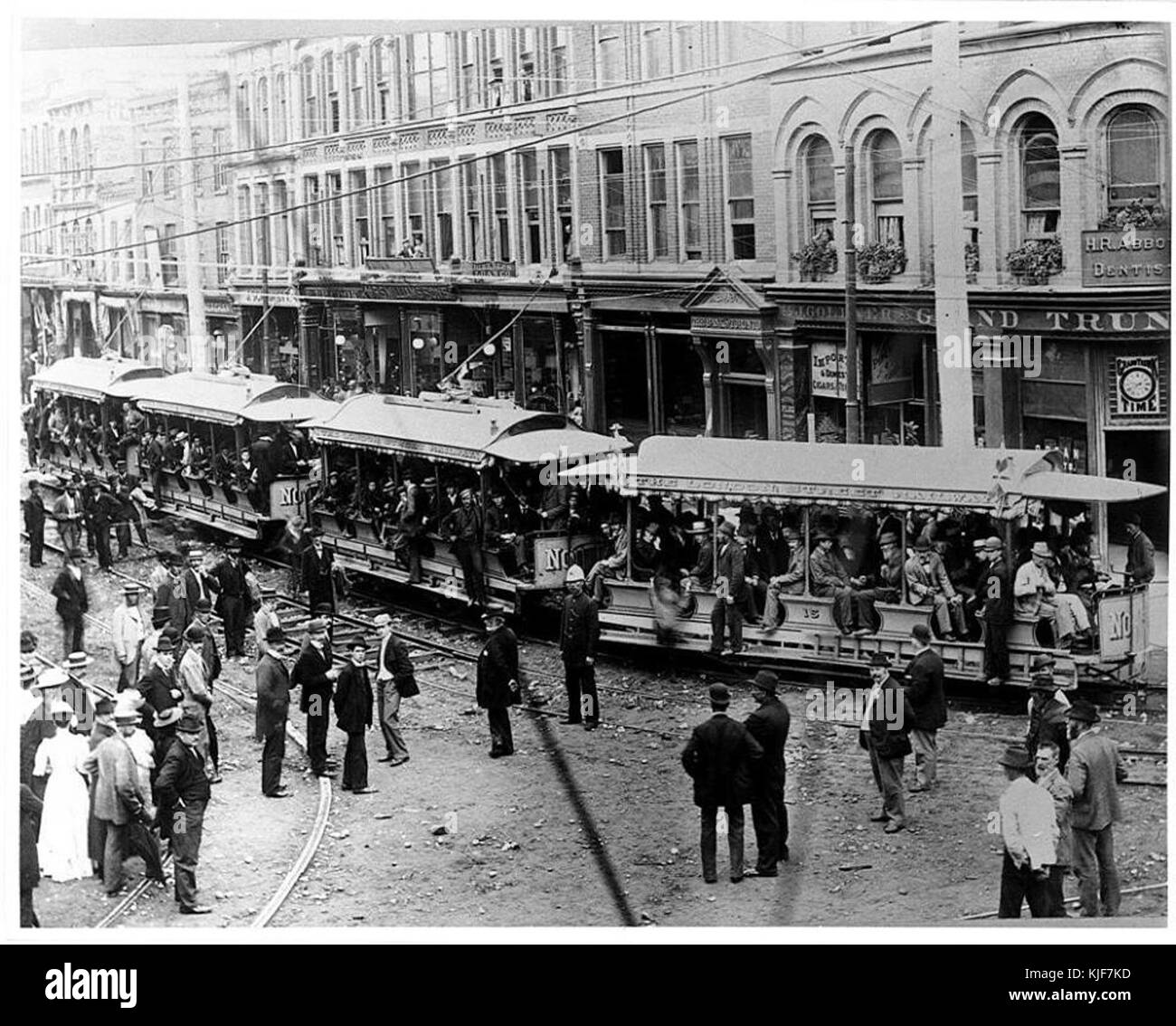 Inaugurazione del tram elettrico Service, London Street Railway Co., immagine tramite Western University Archives Foto Stock