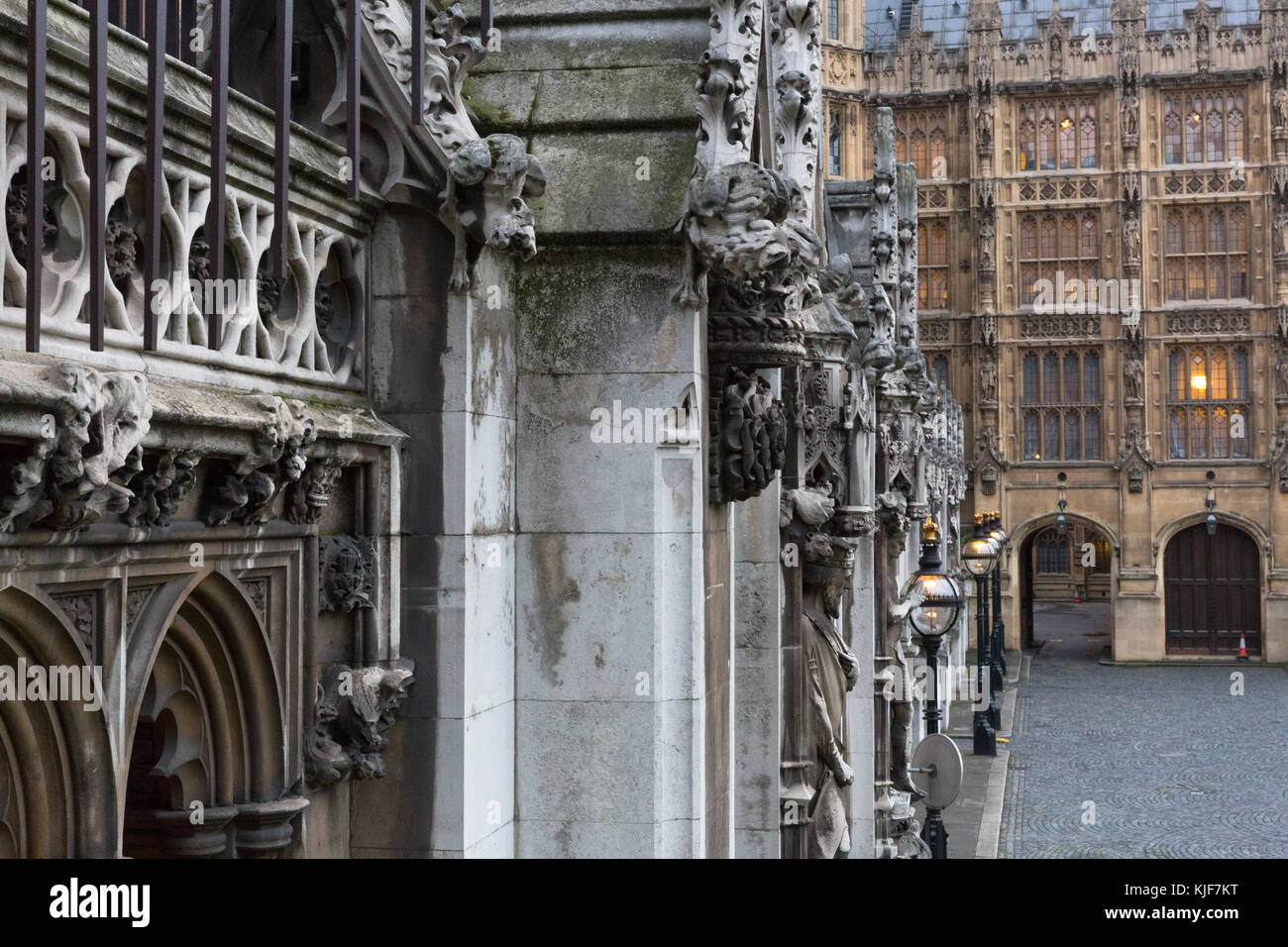 Il Palazzo di Westminster architettura gotica dettaglio - Londra, Inghilterra - UK Foto Stock