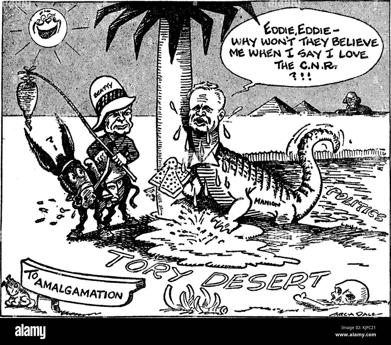 Robert Manion come un coccodrillo (Arch Dale cartoon) Foto Stock