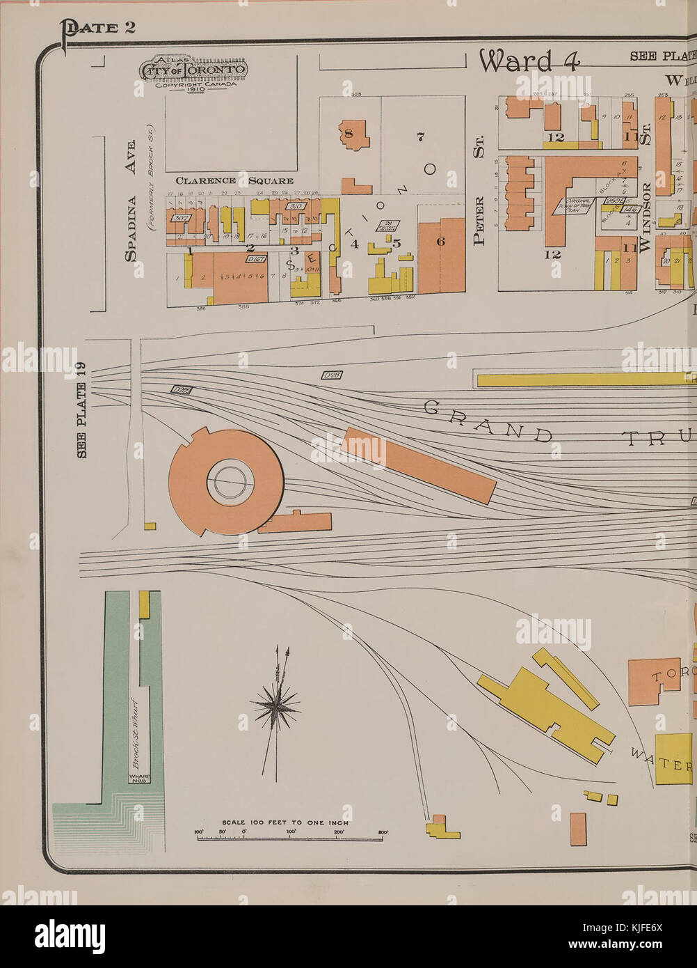 Toronto 1910 Atlas Volume 1 piastra 2 la voce 14 Foto Stock