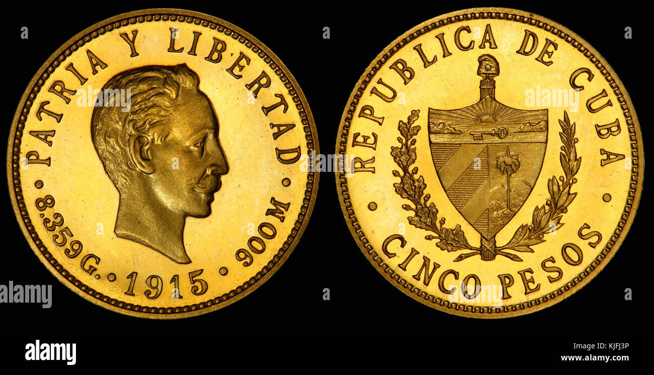 Cuba 1915 5 pesos Foto Stock