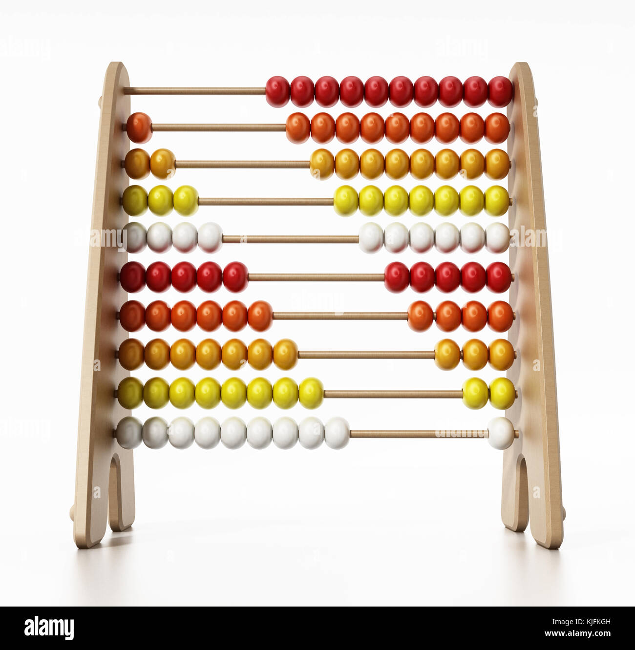 Abacus con multi perle colorate isolati su sfondo bianco. 3d'illustrazione. Foto Stock