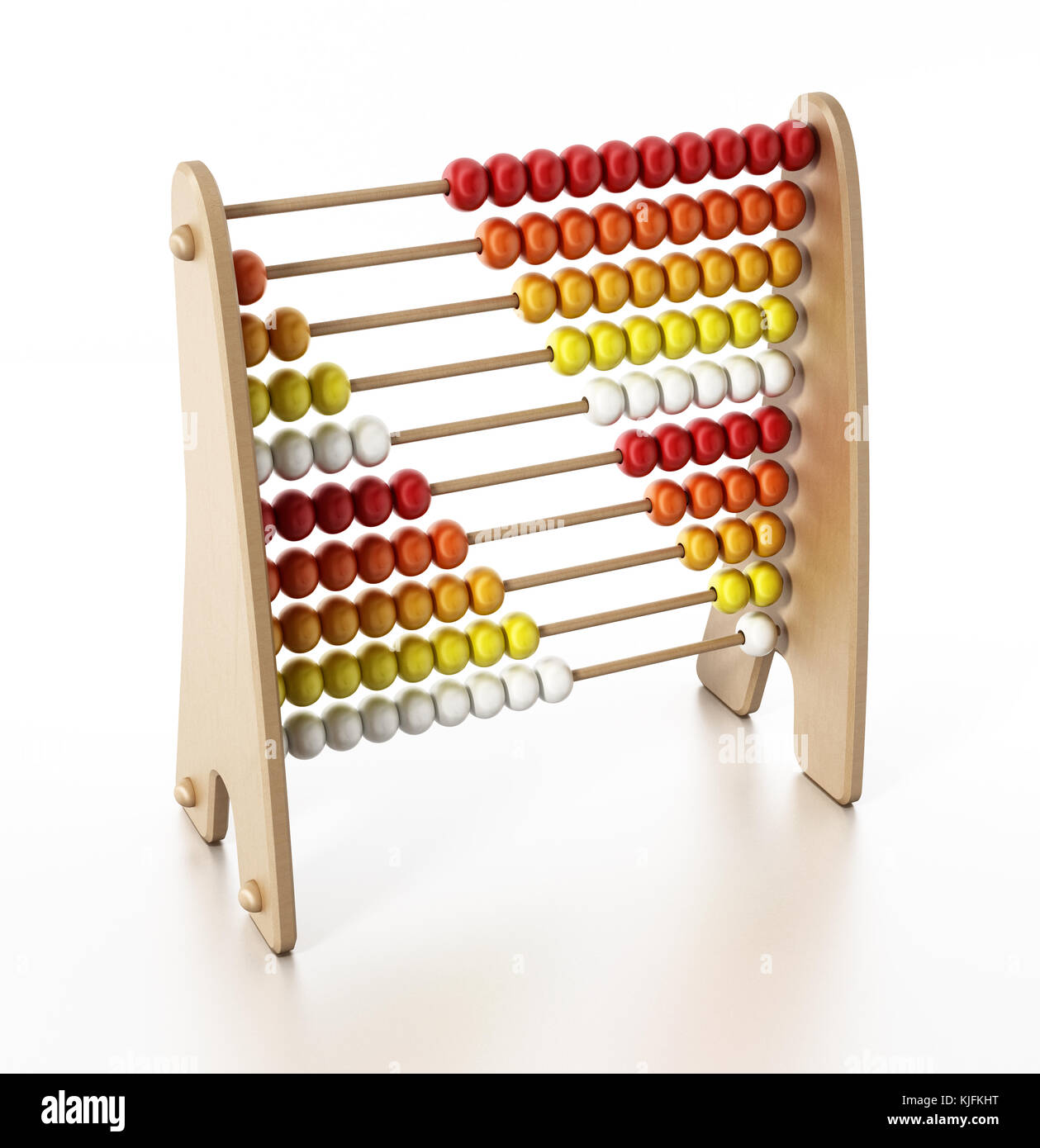 Abacus con multi perle colorate isolati su sfondo bianco. 3d'illustrazione. Foto Stock