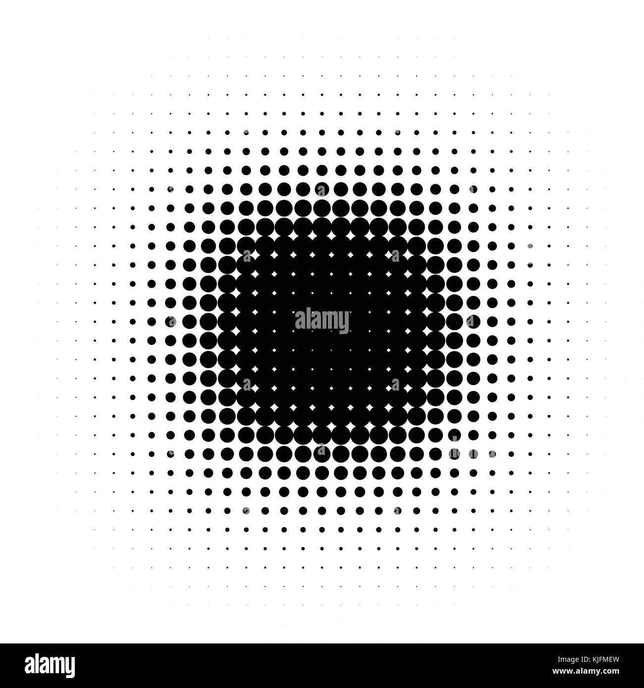 Isolato di colore nero astratto di forma rotonda punteggiate di mezzitoni cartoon comics blot sfondo, punti di elementi decorativi illustrazione vettoriale Illustrazione Vettoriale