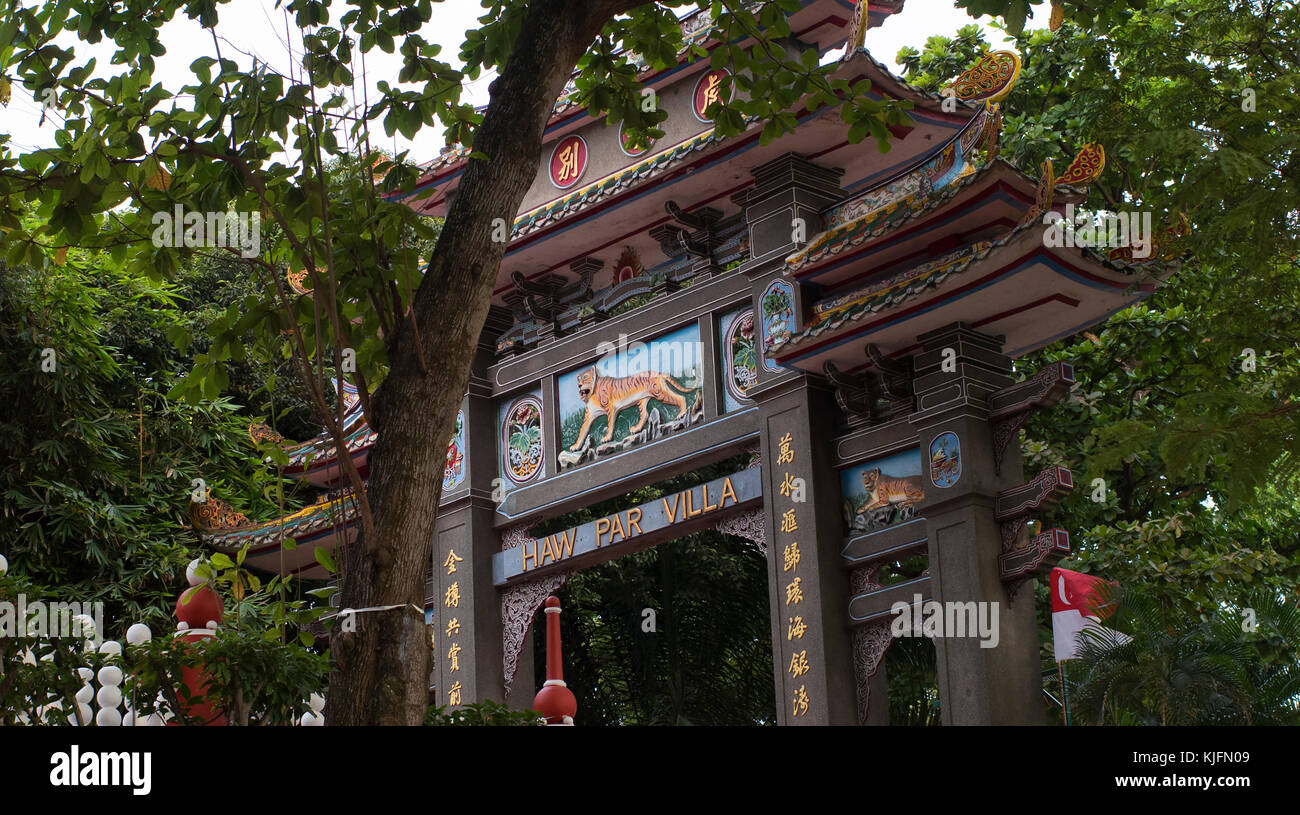 Arco cinese alla Haw Par Villa, Singapore Foto Stock