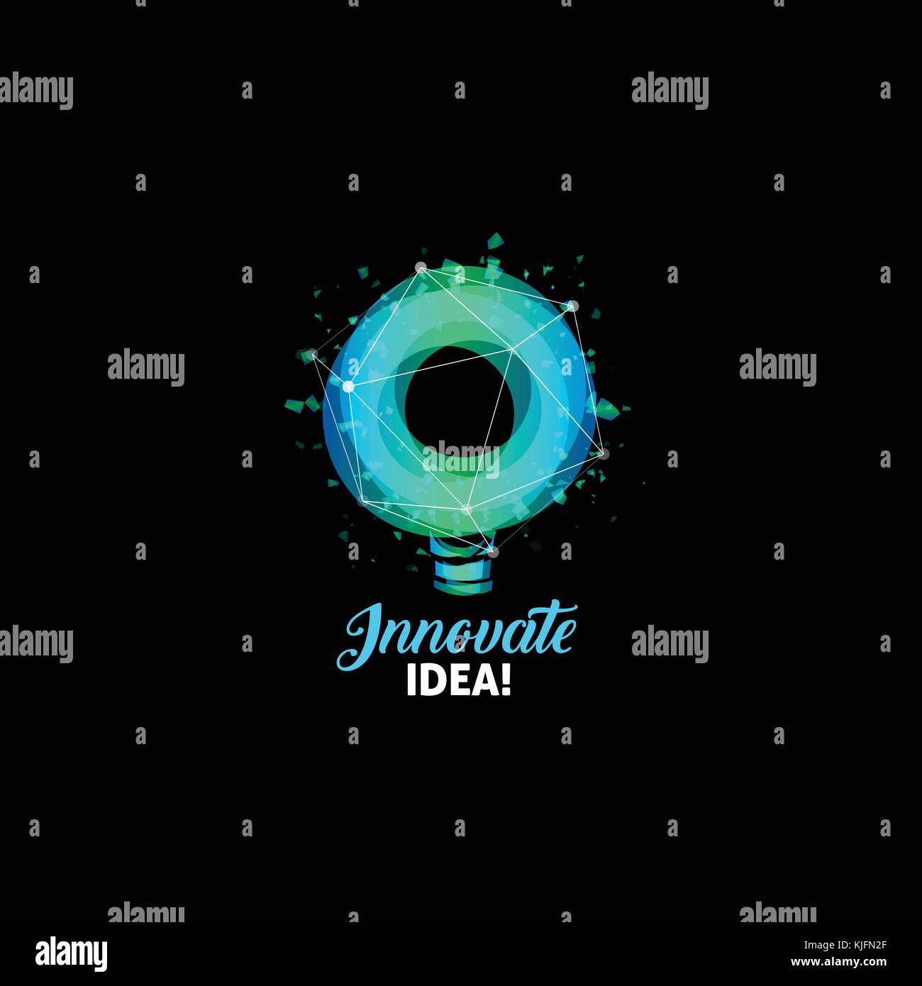 Innovare idea logo, Lampadina luce astratta icona vettore isolato di colore blu e verde di forma rotonda, lampada stilizzata con testo. digital innovation technology illustrazione vettoriale. Illustrazione Vettoriale