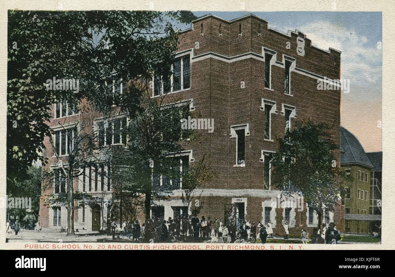 Public School No 20 e Curtis High School, Port Richmond, Staten Island, New York, 1906. Dalla New York Public Library. Foto Stock